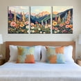 thumbnail image 4 of Framed Mountain Wildflower Wall Art Set of 3 Colorful Floral Landscape Canvas Prints with Daisy and Sunset Boho Botanical Nature Wall Decor for Living Room Bedroom Rustic Farmhouse12x16in, 4 of 7