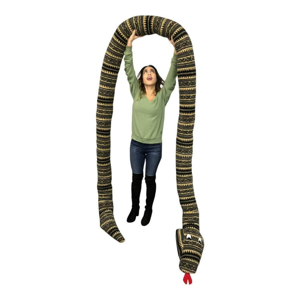 American Made 18 Foot Giant Stuffed Snake 216 Inches Long, Soft Desert Green Stripe Big Plush