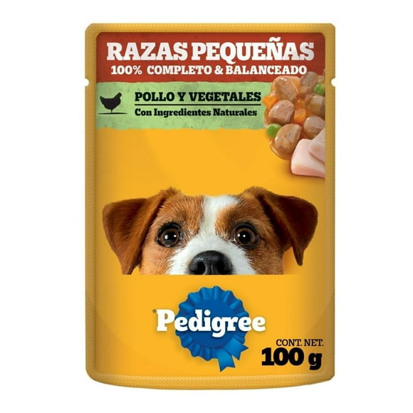 Alimento para Perro Pedigree Razas Pequeñas Pollo y Vegetales en Filetes 100 g