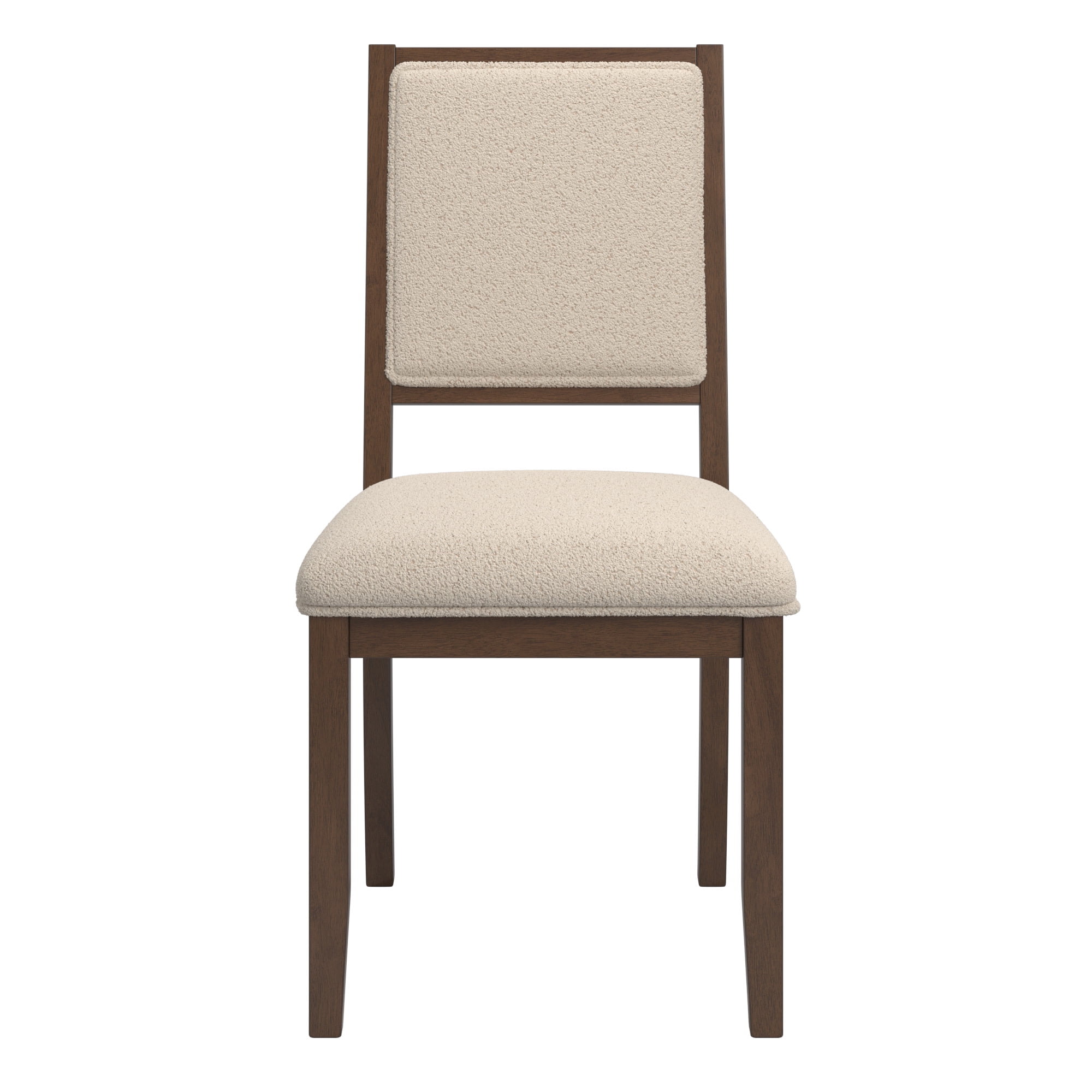 Weston Home Alta Wood Finish Cream Boucle Fabric Dining Chair, Set of 2, Walnut