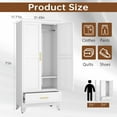 thumbnail image 2 of Metal Armoire Wardrobe Closet, 71 "Tall Clothing Storage Cabinet with Hanging Rods and 1 Drawers, Household Closet Organizers with Adjustable Shelves for Home Office or Gym (White), 2 of 7