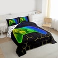 thumbnail image 3 of Homewish Video Game Full Size Comforter Sets 3-Piece for Female Men Adults,Abstract Gradient Hexagon Bedding Comforter Set,Ombre Honeycomb Gamepads Lightweight Bedding Sets,Microfiber Bedroom Decor, 3 of 8
