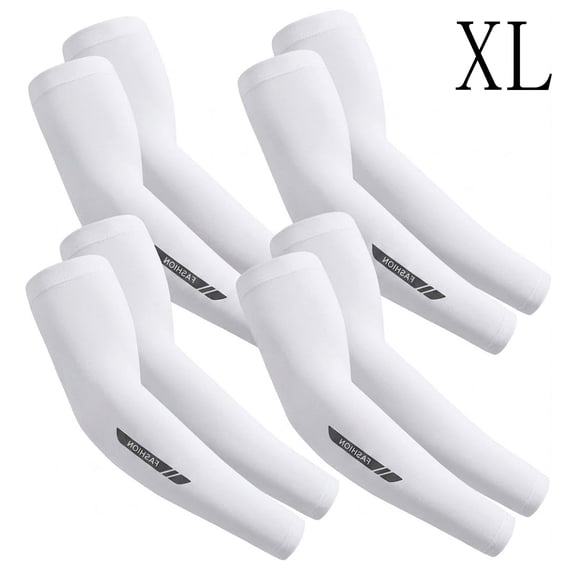 FORICOM 4 Pair Cooling Arm Sleeves for Men Women, UV Sun Protection UPF 50, Volleyball Arm Sleeves Compression Sleeves for Outdoor(White XL)