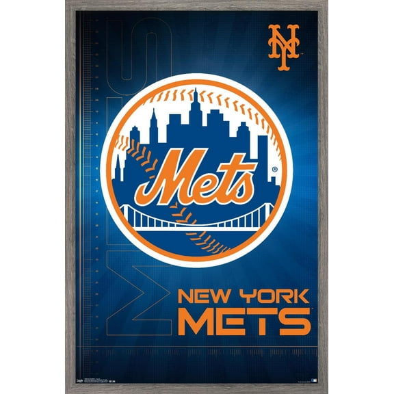 MLB New York Mets - Logo 16 Wall Poster, 14.725" x 22.375", Framed