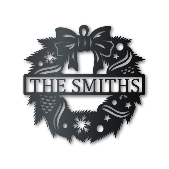 Custom Metal Winter Pine Wreath Wall Art 36