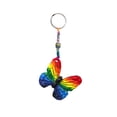 thumbnail image 1 of Butterfly Garden Animal 3D Figurine Keychain Multicolored Macramé Metal Ring - Handmade Gifts Boho Car Keys Bag Accessories, 1 of 1