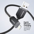 thumbnail image 4 of Powertek Frosty MFi Certified USB-A to Lightning Braided Charging Cable, 6 ft, Black, 4 of 7