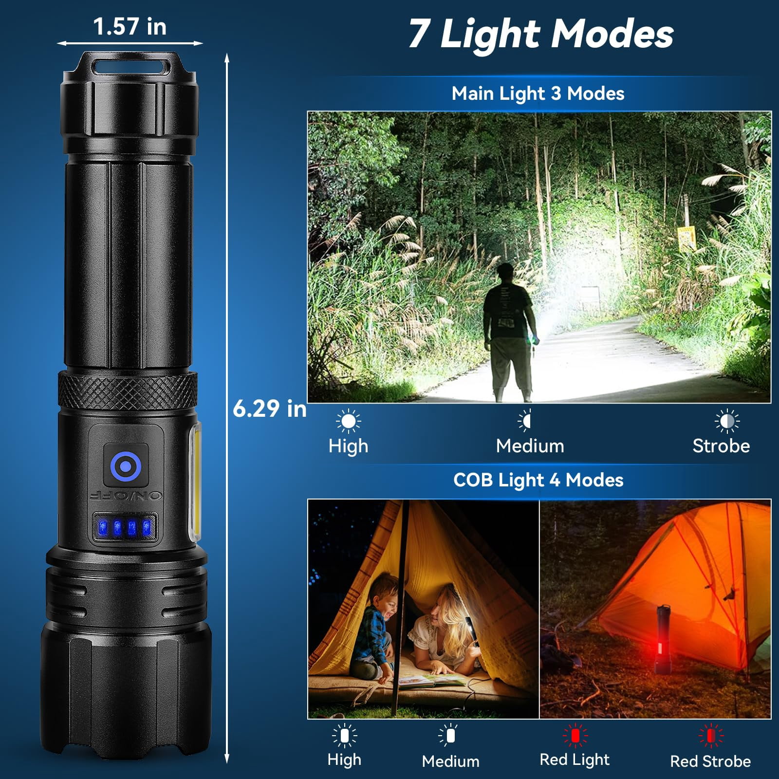 Flashlight Led Rechargeable Flashlights High Lumens  99 000 Lm Super Bright Flash Lights Waterproof Handheld For Home Camping Hiking(2 Pack)