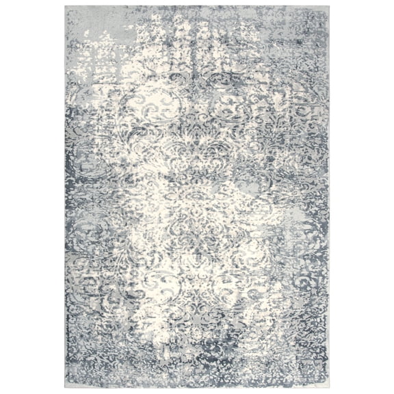 Rizzy Rugs Chelsea Area Rug CHS111 Ceam/Gray Rings Swirls 5' 3" x 7' 6" Rectangle