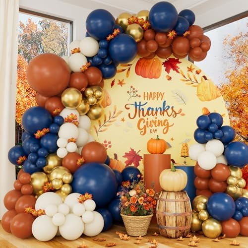 Fall Balloons Garland Arch Kit Fall Decorations, Double Stuffed Orange navy blue Gold White Balloons for Thanksgiving Autumn Baby Shower Party Decorations$$Electronics Accessories