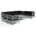 thumbnail image 6 of vidaXL Solid Pinewood Patio Lounge Set 9 Piece with Cushions Multi Colors, 6 of 44