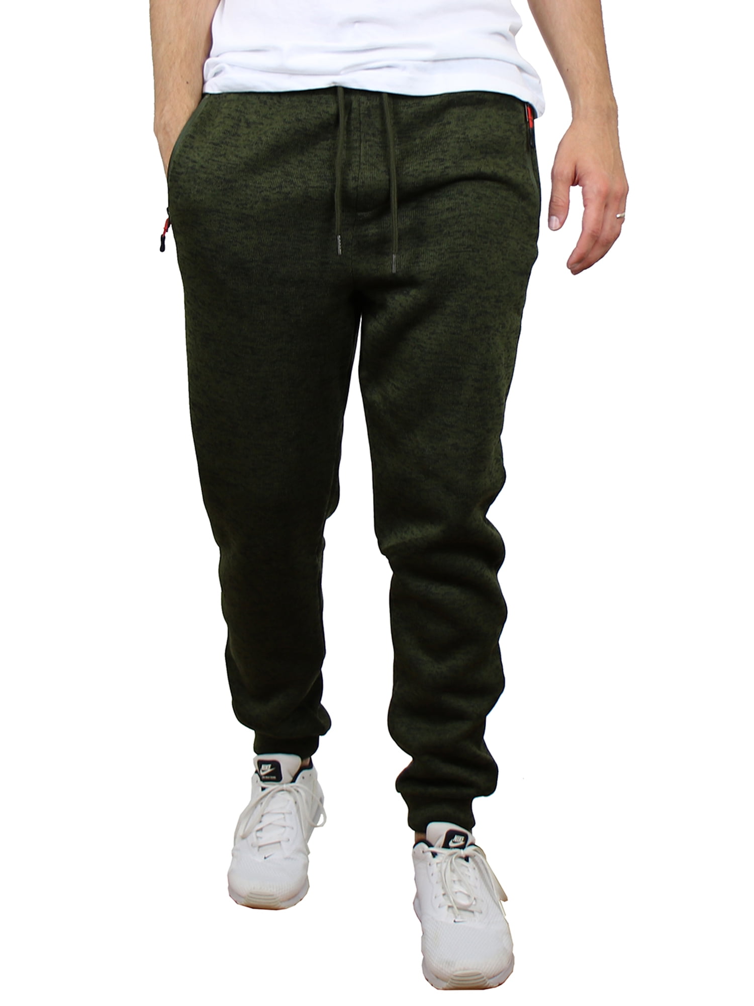 Men's Slim-Fit Marled Fleece Joggers With Zipper Side Pockets (Sizes, S ...
