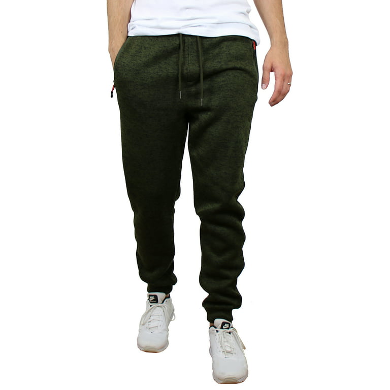 Men's Slim-Fit Marled Fleece Joggers With Zipper Side Pockets (Sizes, S to  2XL)