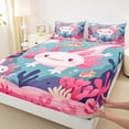 thumbnail image 3 of Manfei Kawaii Salamander Twin Sheet Sets 3pcs for Preppy Child,Cartoon Animal Twin Fitted Sheet Microfiber,Pink Blue Breathable Flat Sheet,Microfiber Bedroom Decor, 3 of 7