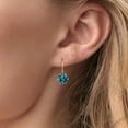 thumbnail image 4 of Gem Stone King London Blue Topaz Leverback Earrings for Women (2.20 Cttw, Gemstone November Birthstone, Round 6MM), 4 of 4