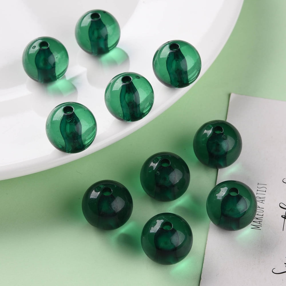 Transparent Acrylic Beads Round Green 16x15mm Hole: 2.8mm about 220pcs/500g