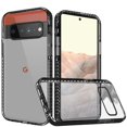 thumbnail image 2 of For Google Pixel 6 Crystal Transparent Rugged Shockproof Hybrid Hard PC + TPU Colorful Buttons Military Grade Protection Back Cover ,Xpm Phone Case [Black], 2 of 7