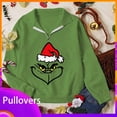 thumbnail image 2 of Sudadera navideña con estampado verde de dibujos animados, jerséis divertidos de manga larga, moda informal, regalos de ropa para mujer de otoño e invierno, 2 of 4