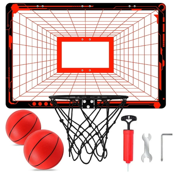 Basketball Hoop Set  for Kid- Wall Mount Outdoor lndoor Basketball  Complete Accessories Hoops Games Set for Youth Adults Kids Gifts