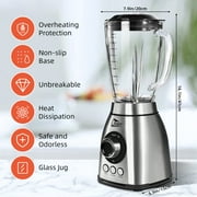 Uten Glass Blender for Kitchen, 18 Speed Countertop Blender with 63oz Glass Jar, Professional Smoothie with 6-Leaf Stainless Steel Blade