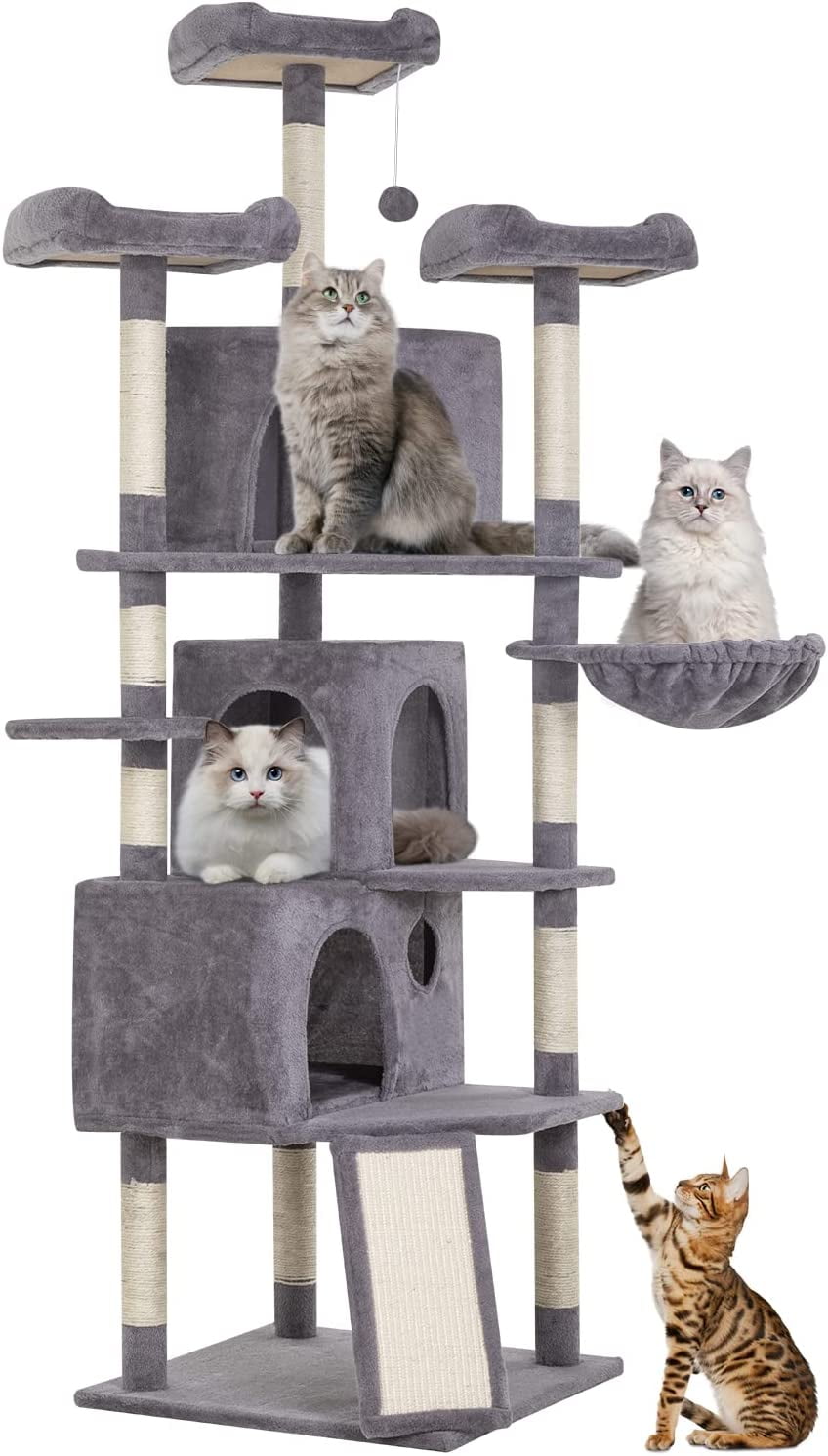BestPet Cat Tree 72.8 inches XXL Large Cat Tower for Indoor Cats ,MultiLevel Cat Furniture