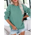 thumbnail image 2 of FUNING  Womens Crew Neck Solid/Color Block Sweatshirts Long Sleeve Casual Lightweight Pullover Tops, 2 of 6