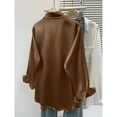 thumbnail image 4 of Lenpel Women's Satin Silk Blouses Long Sleeve Collared Button down Shirts Business Casual Work Tops Loose Dress Shirts(Coffee,Large), 4 of 5