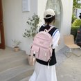 thumbnail image 1 of Mochila Mochila de gran capacidad Mochila de libro escolar de estudiante de lona simple (rosa), 1 of 9