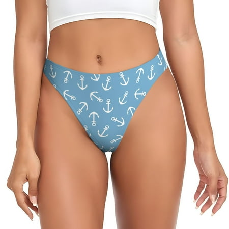 white anchor blue cute Thongs for Women - No Show Seamless Womens Thongs Underwear  Stretch G String Thongs for Women  Ladies Breathable Thong Bikini Panties Briefs