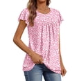 thumbnail image 3 of Fantaslook Womens Blouses Dressy Casual Pleated Tunic Tops Floral Ruffle Sleeve Summer Shirts, 3 of 6