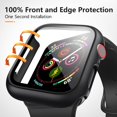 thumbnail image 3 of 3 Pack Case for Apple Watch Screen Protector 44mm SE Series 6 Series 5 Series 4, Hard PC Full Protective Cover with Tempered Glass for iWatch 44mm (Black, 3 Pack), 3 of 5