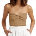 thumbnail image 1 of Timegard Tube Top for Women Ruched Knot Sleeveless Slim Fitting Comfy Knit Tee Top Solid Color Casual, 1 of 5