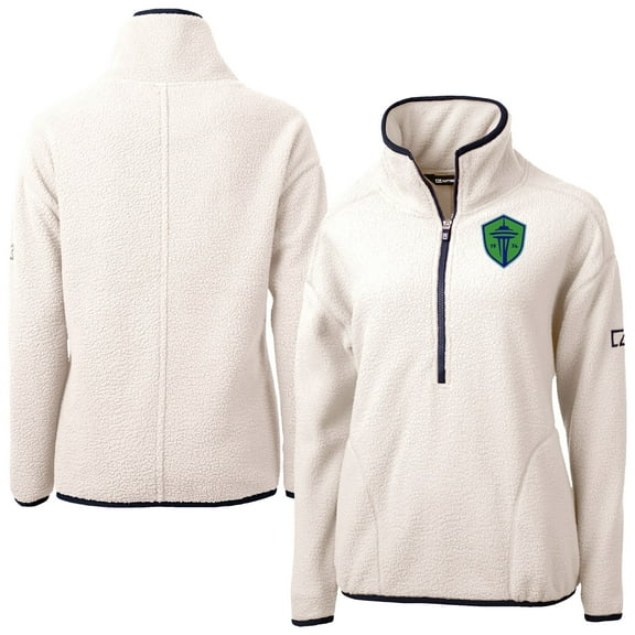 Women's Cutter & Buck Oatmeal Seattle Sounders FC Cascade Eco Fleece Pullover Jacket