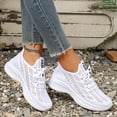 thumbnail image 4 of Women's Breathable Lace Up Running Shoes Lightweight Slip On Sneakers Comfortable Arch Support Non Slip Walking Shoes White Size 8.5, 4 of 9