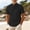 Black, variant on Waffle Mens T Shirts Casual Green Short Sleeve Classic T-Shirt Pullover Loose Fit Button Summer Mock Neck Tops