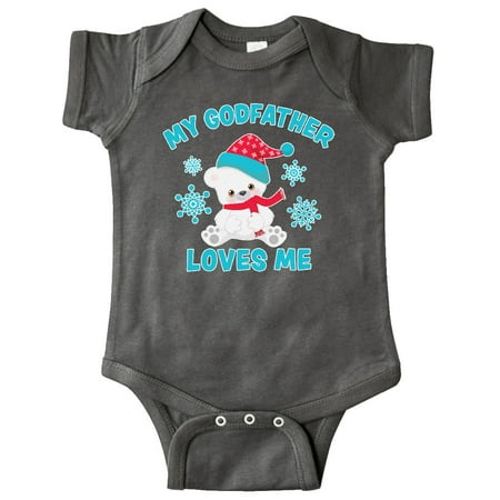 

Inktastic Polar Bear My Godfather Loves Me in Santa Hat Gift Baby Boy or Baby Girl Bodysuit