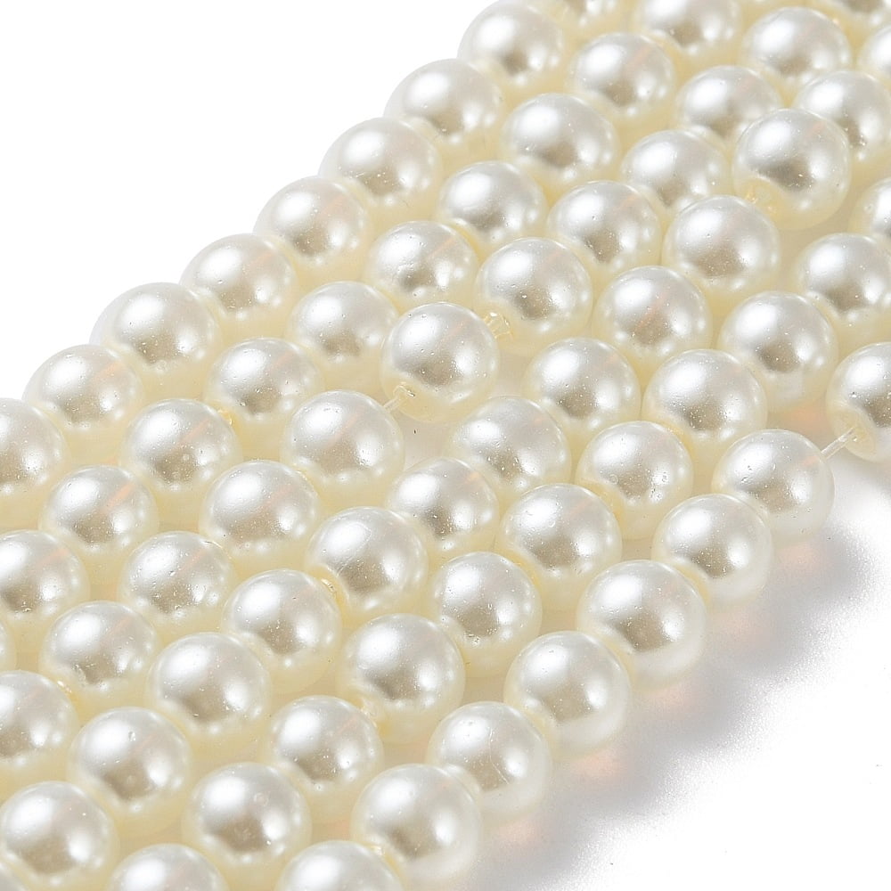 20 Strand Baking Painted Pearlized Glass Pearl Round Bead Strands Light Yellow 6~7mm Hole: 1mm 135~140pcs/strand 31.4 inch