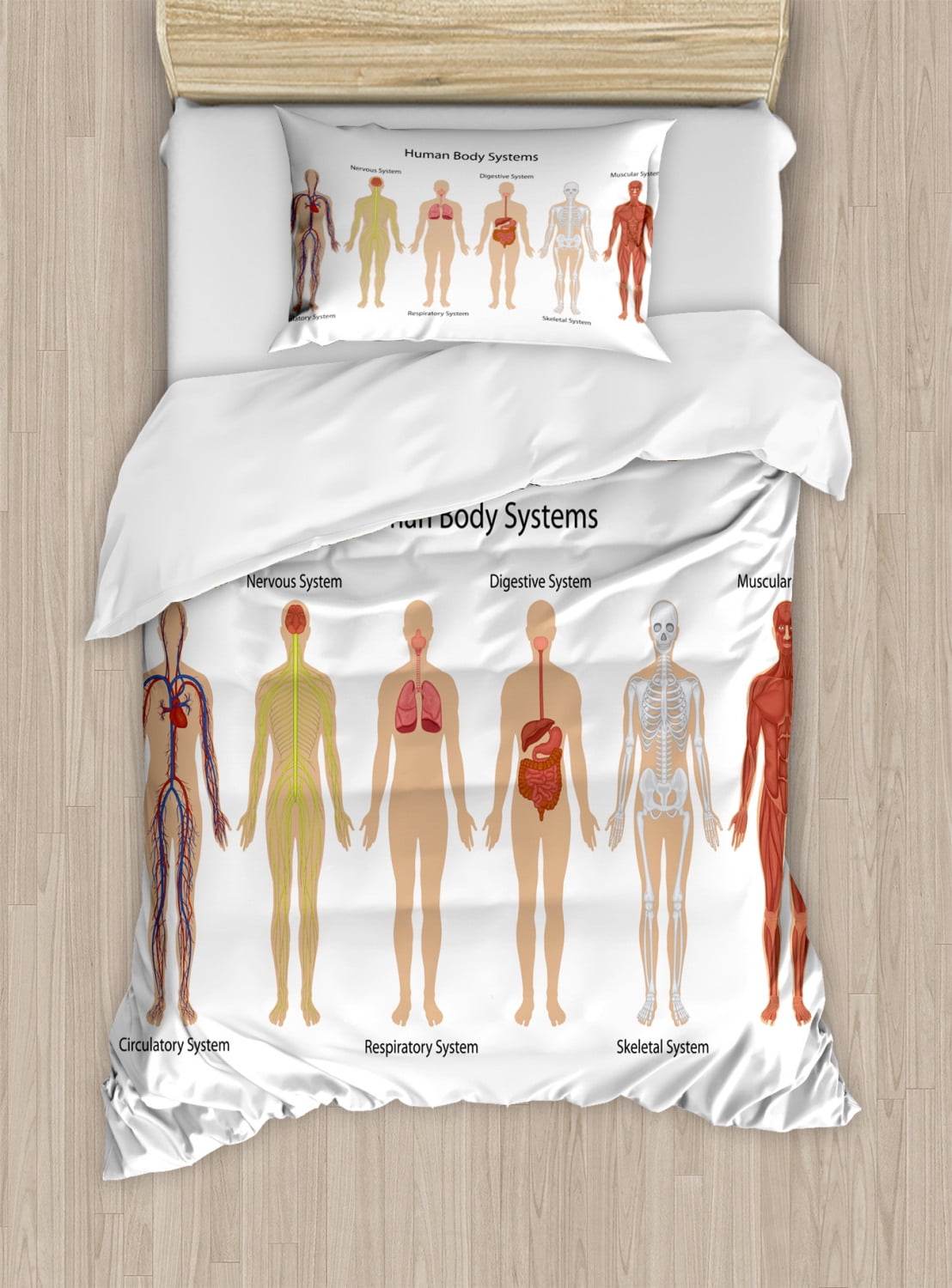 Anatomy Bone Pattern Print Duvet Cover Bedding Set