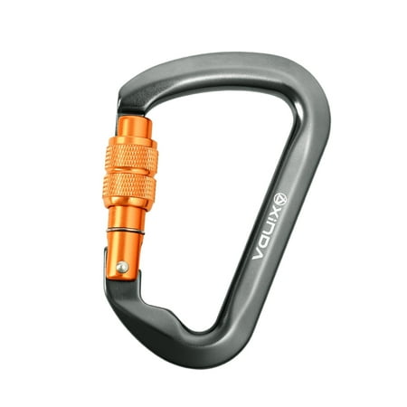 Climbing Carabiner Clip, Durable D Shaped, Aluminum Alloy Lightweight Carabiners Gray Screw Lock