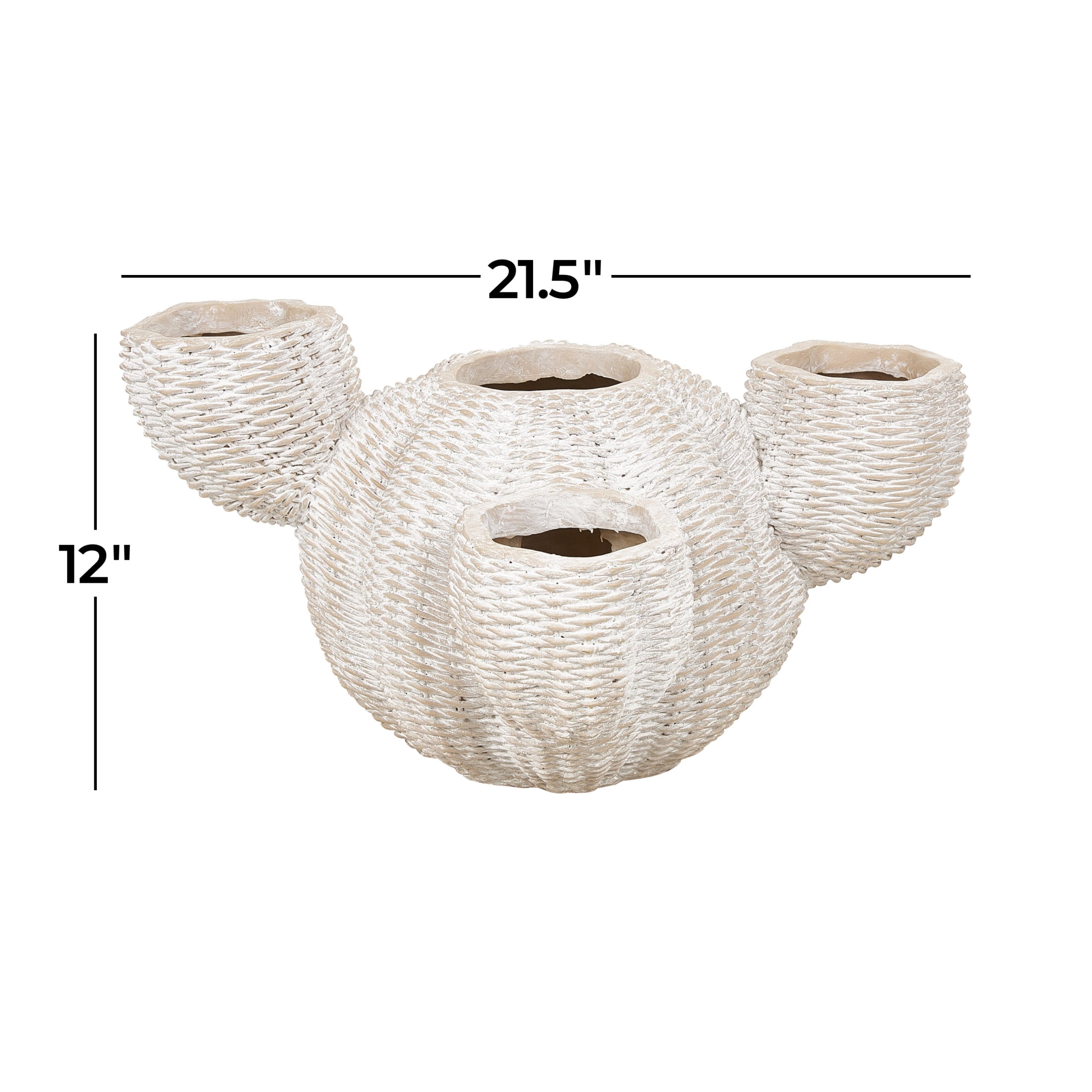 DecMode 22" x 12" Wide Textured Cream Resin Cactus Planter