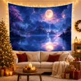 thumbnail image 3 of Golden Full Moon Above Island Pavilion and Bridge, Dreamy Fantasy Style for Fantasy Art Lovers, Lake Wall Decor Housewarming Gift, Tapestry Wall Hanging for Bedroom and Dorm, 3 of 7