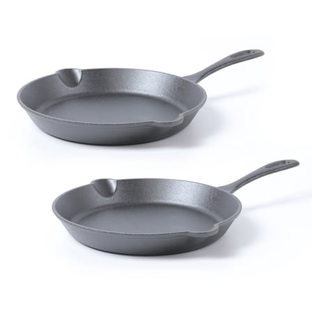 HAWOK Cast Iron Skillet Round Fry Pan,10 inch Black,set of 2