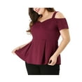 thumbnail image 5 of MODA NOVA Juniors' Plus Size Solid Cold Shoulder Peplum Blouse Tops Red 4X, 5 of 5