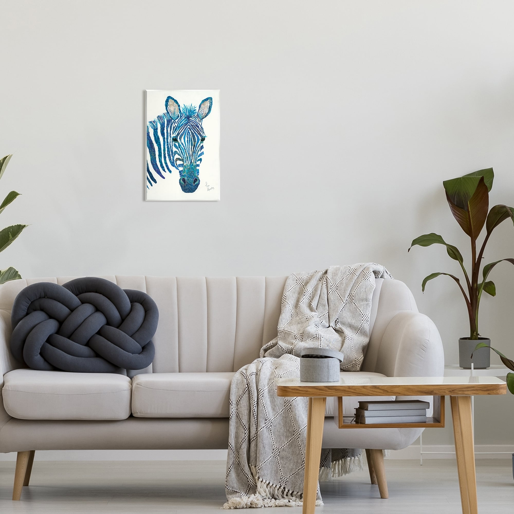 Stupell Industries Blue Zebra Stripes Wildlife Collage Portrait Graphic Art Unframed Art Print Wall Art, Design by Lisa Morales