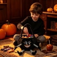 thumbnail image 4 of Halloween Pumpkin Candy Buckets Baskets with Legs, Halloween Goodie Candy Treat Snack Cookie Gift Wrap, Party Favors Supplies Decorations - Black, 4 of 6