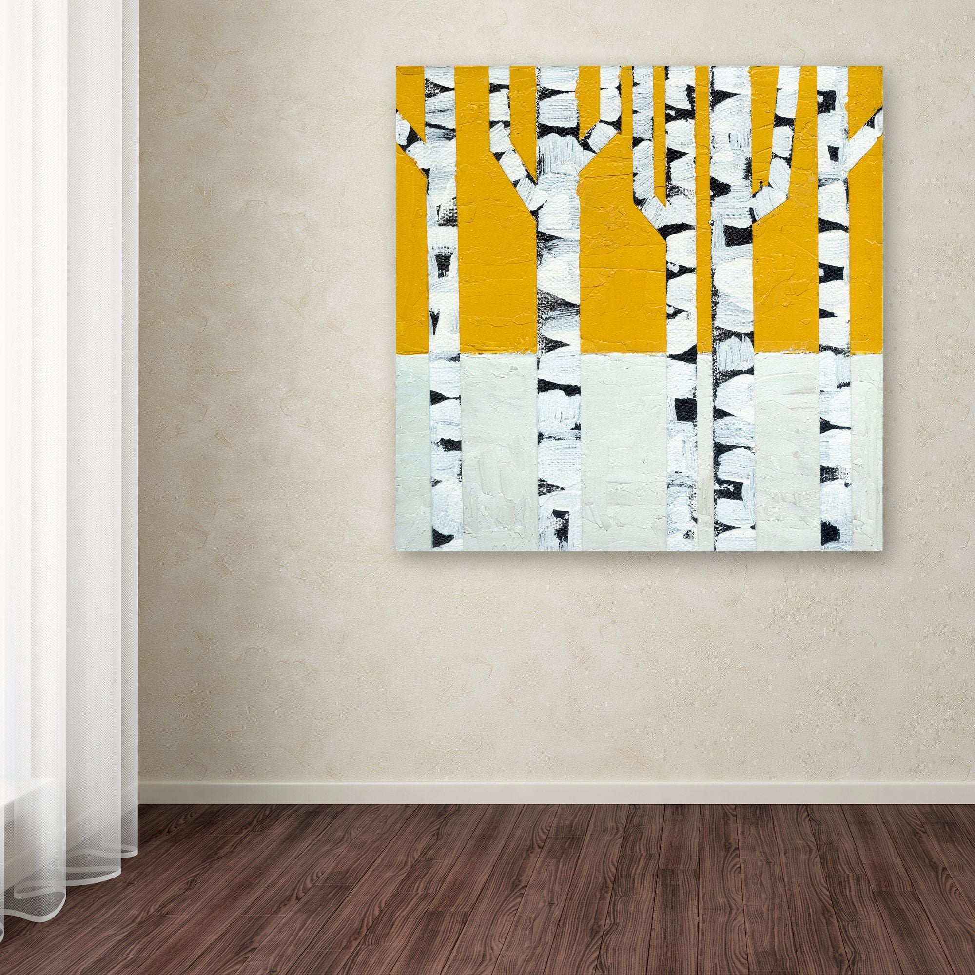 Trademark Fine Art "Seasonal Birches - Winter" Canvas Art by Michelle Calkins
