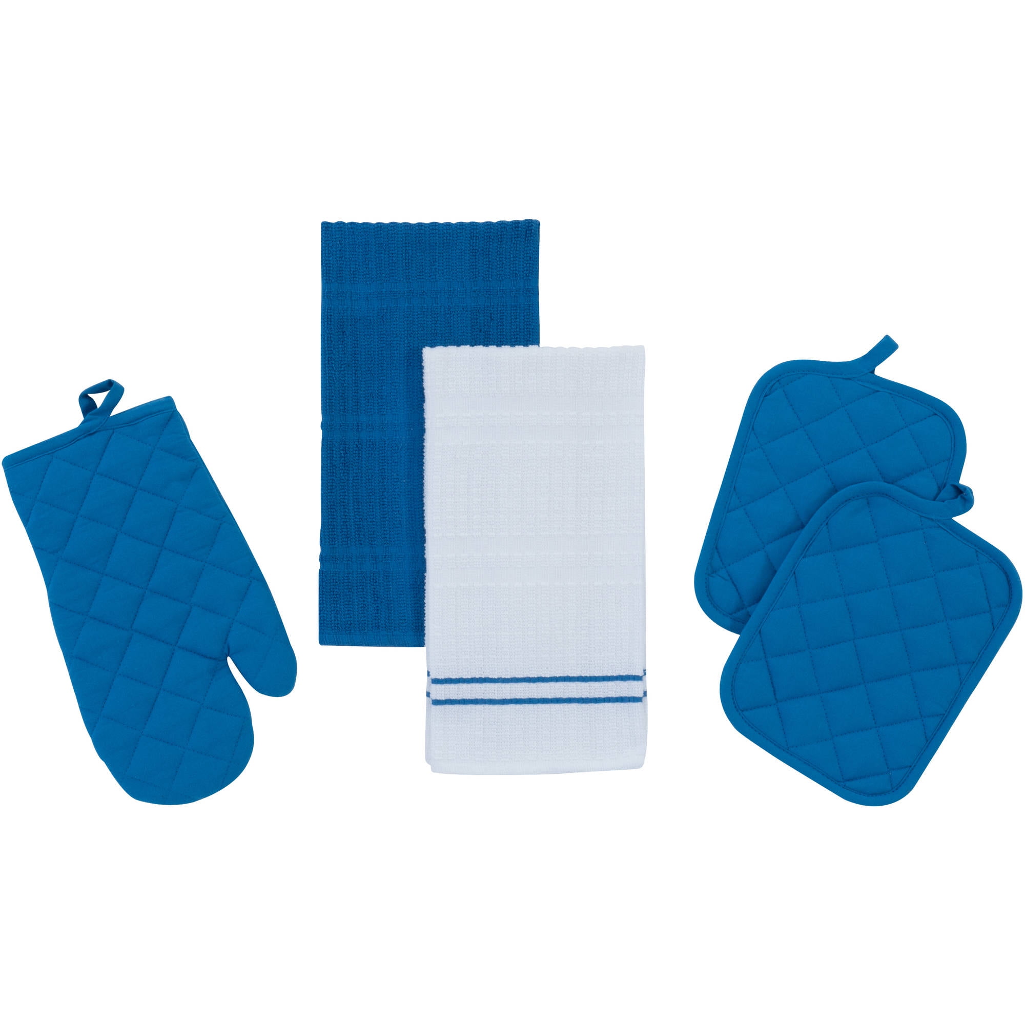 Mainstays Kitchen Towel, Oven Mitt and Pot Holder Kitchen Set 5 Pack
