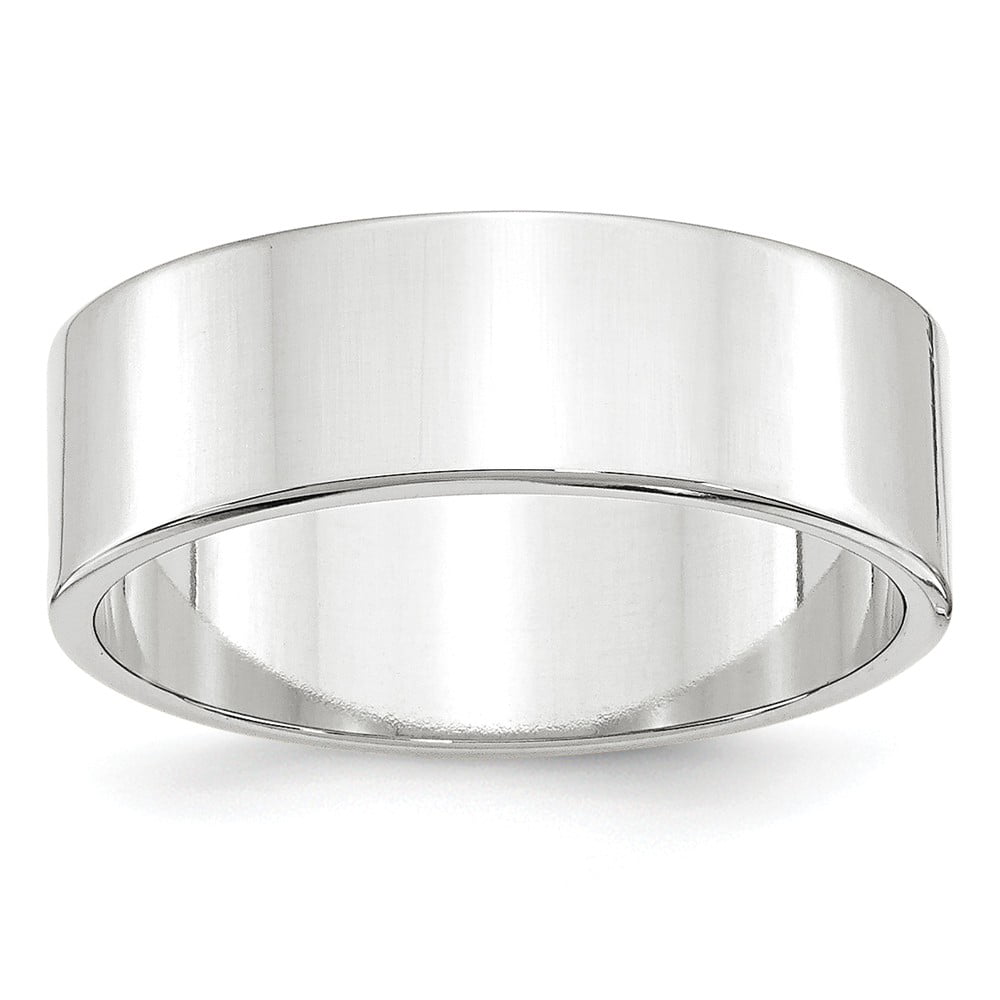 14k White Gold Classic Plain Polished Band Ring 7mm Width 