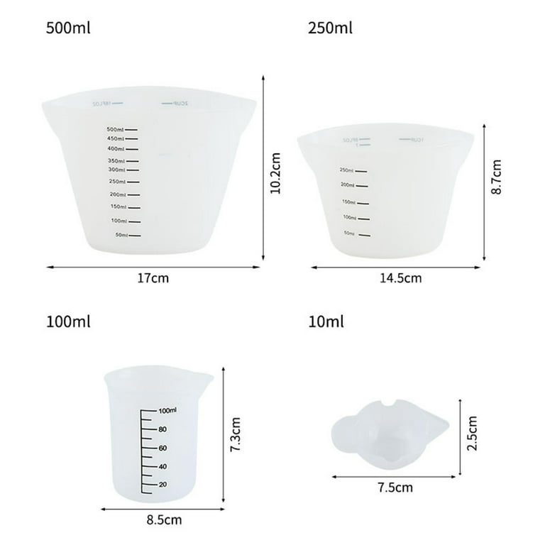 6 Pcs Silicone Measuring Cups for Resin, Silicone Measuring Cup