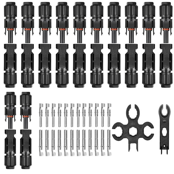 24 PCS Solar Panel Connectors, Male/Female Solar Connector Kit with 12 Pairs Solar Connectors with 2 Spanners